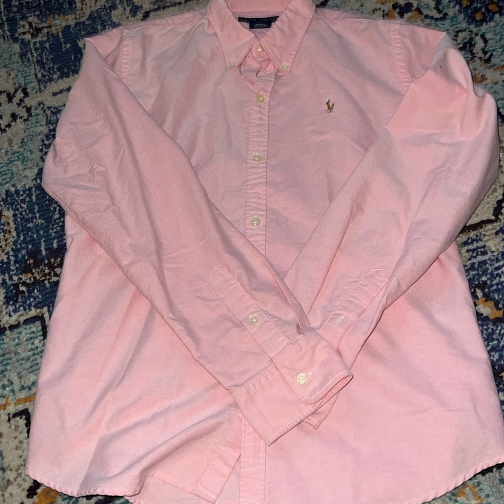 Ladies Ralph Lauren Slim Fit Oxford in pretty pink. Size 14. EUC.